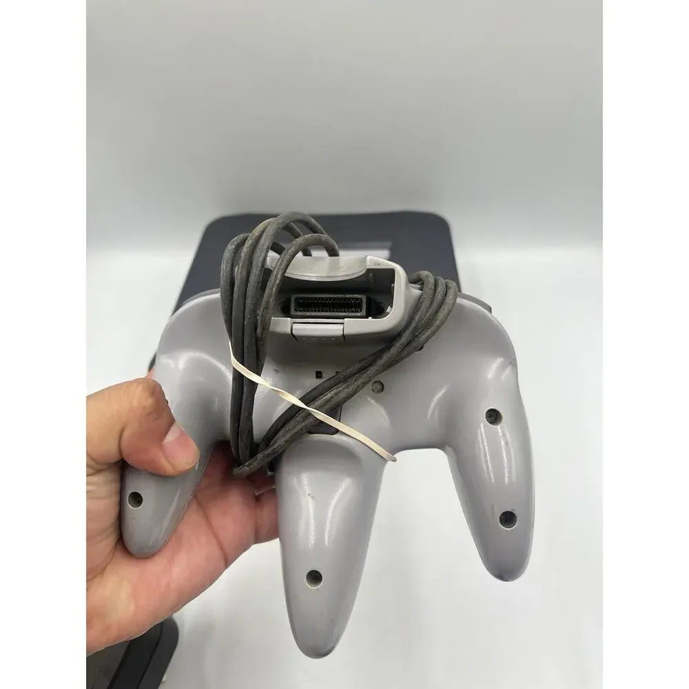 Nintendo 64 Console Bundle OEM Gray Controller & Cords Tested Working!